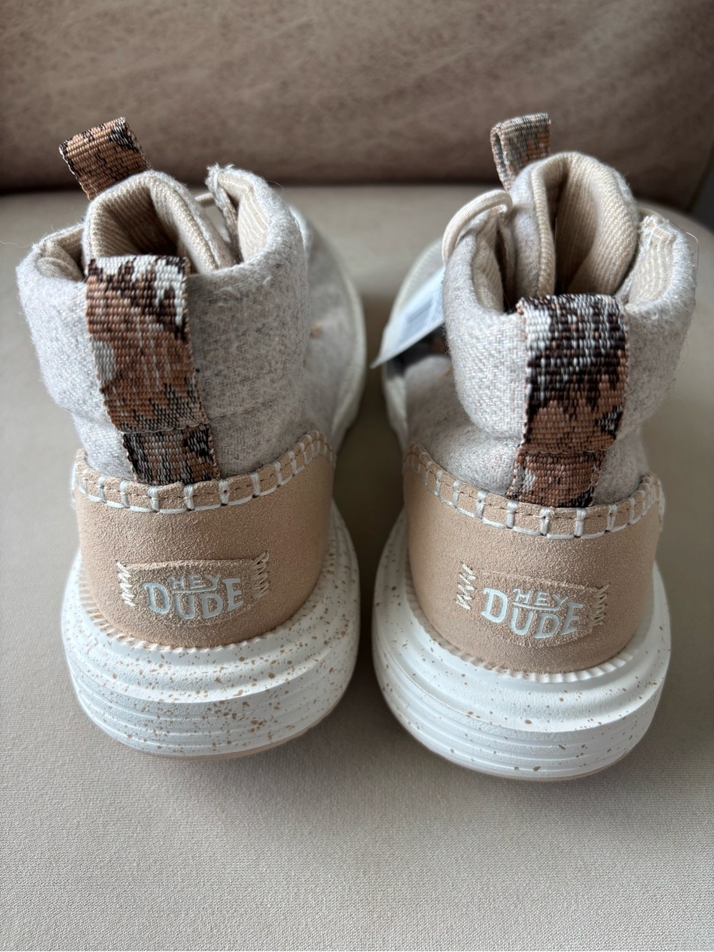 Hey Dude Neutral Beige High-Top Casual Boots - Picture 3 of 4